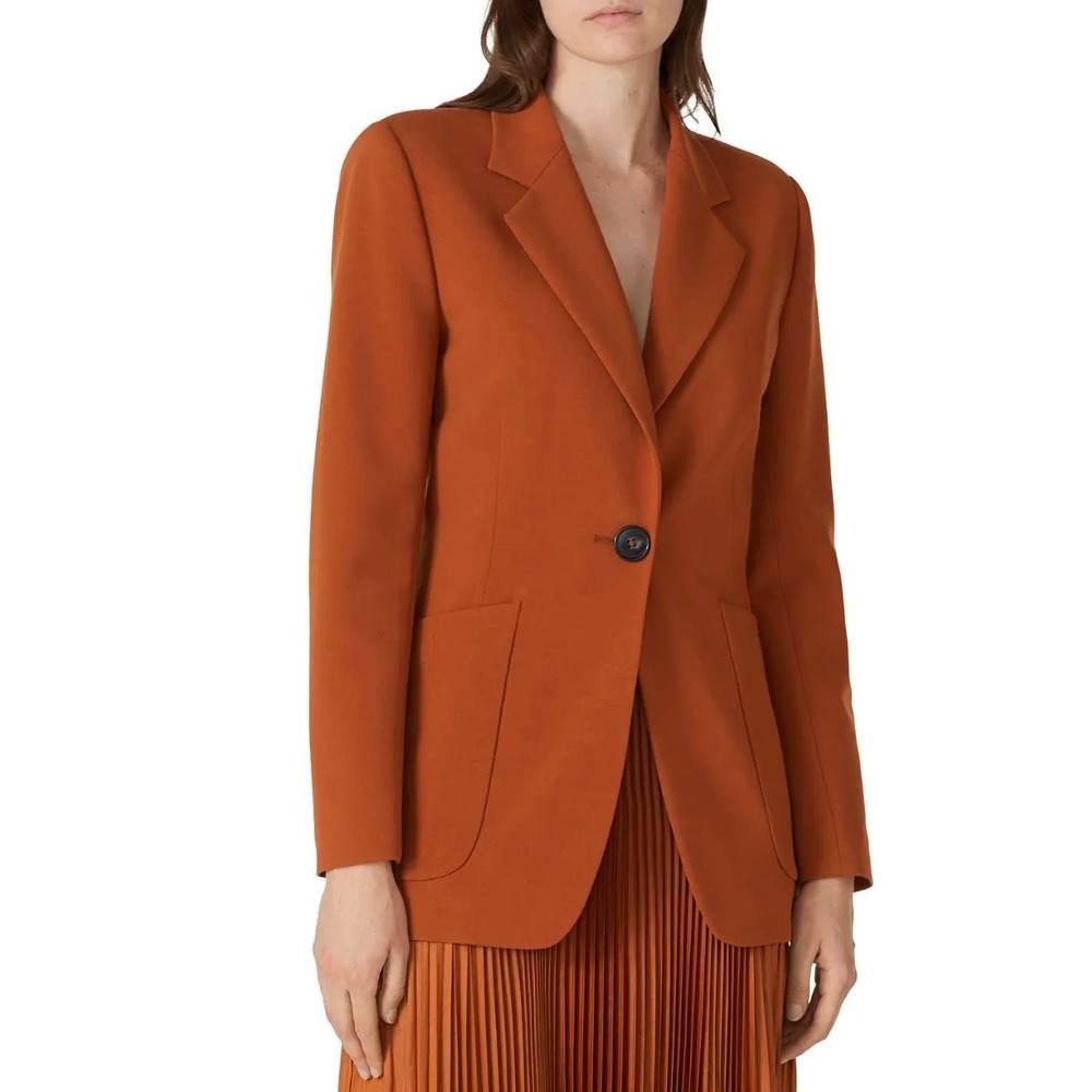 Vanessa Bruno Pratt Blazer Orange Wool Blend One-Button Jacket Sz 8‎ US